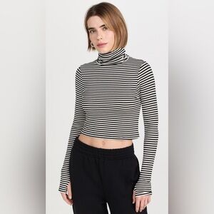 Splits59 Black and White Striped Crop Top